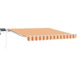 vidaXL Ročna zložljiva tenda z LED v rumeni in oranžni 350x250 cm | Shoptok.si