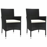  3-dijelni vrtni bistro set od poliratana s jastucima crni Crna | shoptok.hr