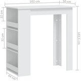  Barski stol sa stalkom za pohranu bijeli 102x50x103,5 cm drveni | shoptok.hr