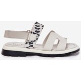 VINCEZA Ladies Leather Sandals On Flat Heel Leopard | Shoptok.si