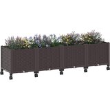  Vrtni saksija s kotačima Smeđa 160 x 40 x 44 cm PP | Eponuda.com