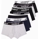 Ombre Men's cotton boxer shorts with contrasting elastic - 7-pack mix