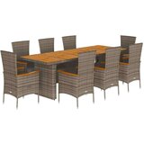 vidaXL 9-dijelni vrtni blagovaonski set sivi od poliratana | shoptok.hr
