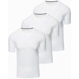 Ombre BASIC men's cotton t-shirt set with round neckline - black/white/ navy Cene