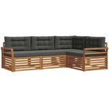  Set vanjskih sofa 4 kom. Prirodna i antracit Smeđa 250 x 170,5 x 73 cm | Shoptok.si