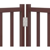 vidaXL Ograda za pse z vrati zložljiva 4 paneli rjava 320cm topolovina | Shoptok.si