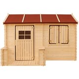 Timbela Zunanja otroška hiška, 19 mm deske - Lesena igralna hiška s podom V151x241x146 cm - M503, naravni les, (21884932) | Shoptok.si