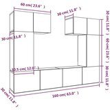  Komplet TV omaric 6-delni bel inženirski les, (20912636) | Shoptok.si