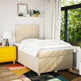 vidaXL Box spring postelja z vzmetnico krem 120x190 cm blago, (21304677) | Shoptok.si