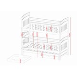 Molarem Home Drveni dječji krevet na kat Viki s tri kreveta i ladicom - kašmir - 180x80 cm - Bez madraca | shoptok.hr