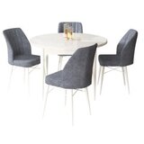 Hanah home rox - white, fume whitefume dining table & chairs set (5 pieces) | Eponuda.com
