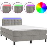  Box spring s madracem LED svjetlosivi 120x200 cm baršun | shoptok.hr