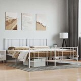 vidaXL Kovinski posteljni okvir z vzglavjem in vznožjem bel 183x213 cm | Shoptok.si
