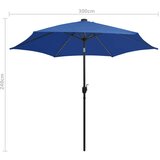  Suncobran s LED svjetlima i aluminijskom šipkom 300 cm azurni | shoptok.hr