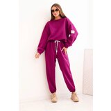 Kesi Włoski Women's set with a loose sweatshirt and pants with the word LOVE dark purple | ePonuda.com