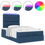 vidaXL Otomanski posteljni okvir z vzmetnico moder 120x200 cm blago | Shoptok.si