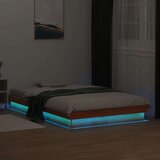 vidaXL LED posteljni okvir voščeno rjav 140x200 cm trdna borovina | Shoptok.si