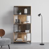 Bessagi Home regal geny, črna, barva hrasta | Shoptok.si
