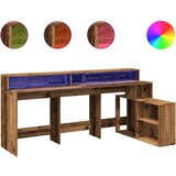 Maison Chic Pisalna miza - pisarniška miza - Računalniška miza z LED lučkami starinski les 200x104x91 cm inž. les, (21785515) | Shoptok.si