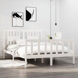 Maison Chic Posteljni okvir - Dvoposteljna postelja - Zakonska postelja bel iz trdnega lesa 135x190 cm-J10118, (21759908) | Shoptok.si
