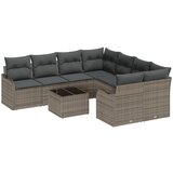 vidaXL 9-dijelni set sofe za vrt s jastučićima siva poli ratan, 2-sjedna vrtna sofa s jastučićima siva poli ratan Cijene