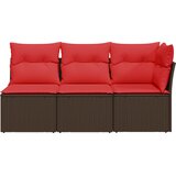  Vrtna sofa s jastucima za 3 osobe, smeđa, poliratan | Eponuda.ba