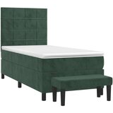 vidaXL Box spring postelja z vzmetnico temno zelen 90x190 cm žamet, (20898901) | Shoptok.si