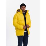 Ombre Men's puffer jacket with check lining - yellow | Shoptok.si