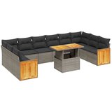 Maison Chic Seti vrtnega pohištva - Vrtna garnitura - Vrtni pohištvo set 11-delna z blazinami siv poli ratan, (21816475) | Shoptok.si