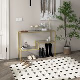 HOMCOM Predsobna konzola s tremi policami iz jekla in kaljenega stekla, 100x32x76 cm, zlata, (20745622) Cene