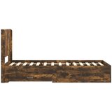  Krevetna konstrukcija s pohranom i uzglavljem Dimljeni hrast Smeđa 90 x 190 cm | Shoptok.si