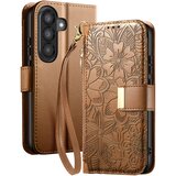 AVIZAR Denarnica za Galaxy A37 cvetlični motiv z zadrgo, Rjava, (5000274689) | Shoptok.si