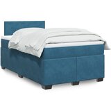 vidaXL Box spring postelja z vzmetnico temno modra 120x200 cm žamet | Shoptok.si