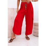 Kesi Włoski Women's viscose trousers with leg slit red | shoptok.hr