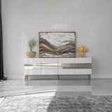 Hanah home Hanah Kućna TV komoda Leon, 180x59x35 cm, Bijelo-zlatna boja | Eponuda.ba