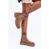 Boto Leather Ankle Boots with Massive Sole Beige Ozaro | ePonuda.com