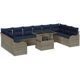 vidaXL Vrtna sedežna garnitura z blazino 11 pcs Siva Poly ratan, (5000021702) | Shoptok.si
