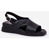 Boto Lacquered Women's Wedge Sandals Made Of Eco Leather Black Quilara | ePonuda.com