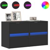 vidaXL Stenske TV omarice z LED lučkami 2 kosa črna 41x31x45 cm | Shoptok.si
