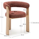 Kave Home Jedilni stol iz masivnega jesena v barvi terakote Granite – | Shoptok.si