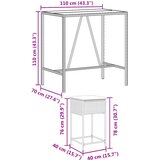  7-dijelni vrtni barski set od poliratana s jastucima crni Crna 110 x 70 x 110 cm | shoptok.hr