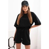 Kesi Włoski Women's butter set with a short-sleeved blouse and shorts with an elastic band black | Shoptok.si