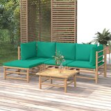 Maison Chic Seti vrtnega pohištva - Vrtna garnitura - Vrtni pohištvo set 5-delna z zelenimi blazinami bambus, (21820340) | Shoptok.si