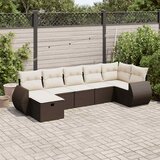 Maison Chic Seti vrtnega pohištva - Vrtna garnitura - Vrtni pohištvo set 7-delna z blazinami rjav poli ratan, (21803130) | Shoptok.si