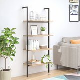 vidaXL Naslanjajuća polica s 4 razine svjetlosmeđa-crna 64x35x152,5 cm | shoptok.hr