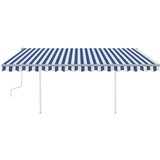  Tenda na ručno uvlačenje sa stupovima 4 5 x 3 5 m plavo-bijela | shoptok.hr