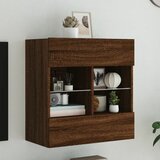  The Living Store Stenska TV omarica z LED lučkami rjavi hrast 58,5x30x60,5 cm - TV Stenska Omarica, (21555266) Cene