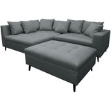 MID.YOU Ecksofa inkl. Hocker, mikrovlakna temno siva | Shoptok.si