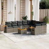  10-dijelni set vrtnih sofa od poliratana s jastucima sivi | shoptok.hr