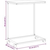  Bočni stolić s kotačima crna 55x35x70 cm konstruirano drvo | shoptok.hr